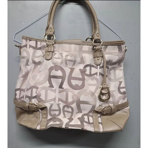 Women's Etienne Aigner Beige/Brown Logo Tote Bag